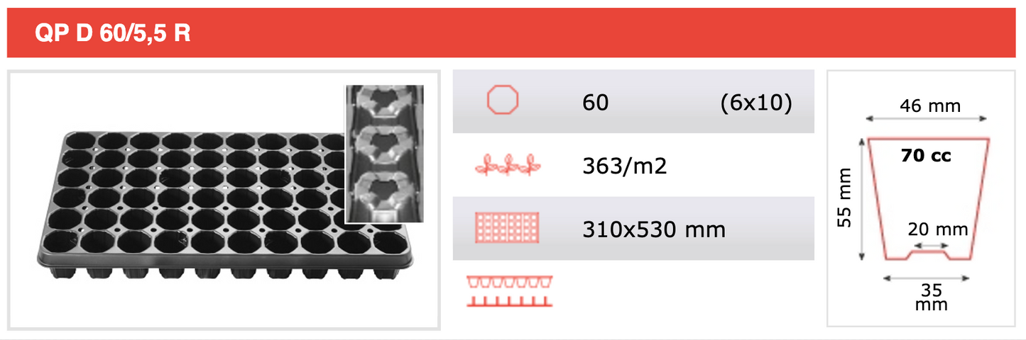 Propagation Tray QPD60/5.5RB (box of 25)