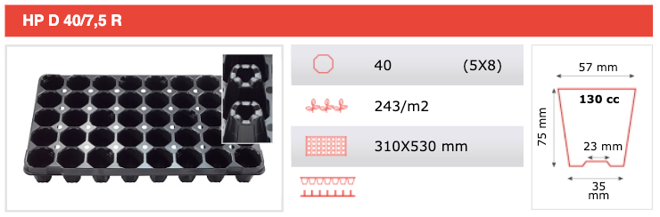 Propagation Tray HPD40/7.5R (box of 50)