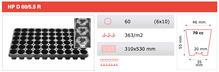 Propagation Tray HPD60/5.5RB (box of 50)