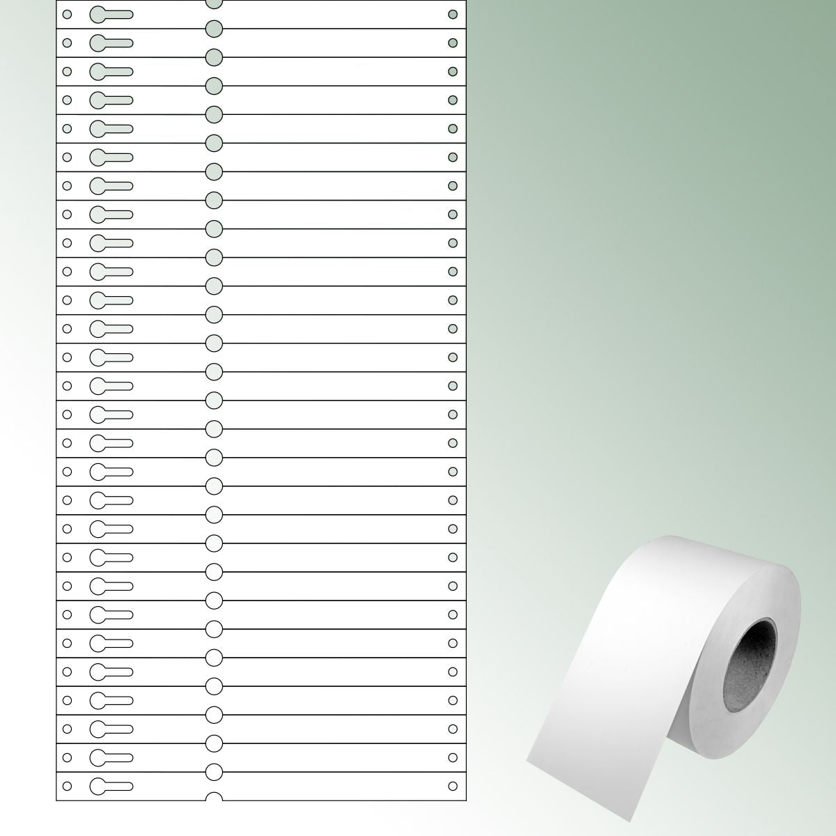 Loop Labels 180x12,75mm white, unprinted No./roll = 1000 pieces