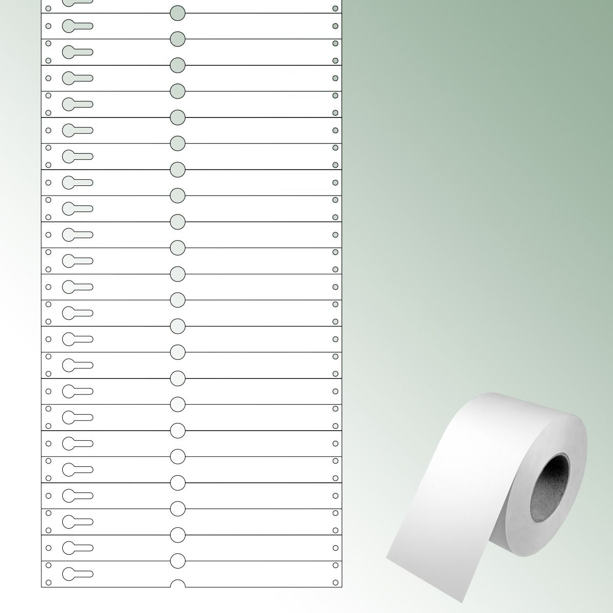 Loop Labels 220x19,125mm white, unprinted / large loop No./roll = 1000 pieces