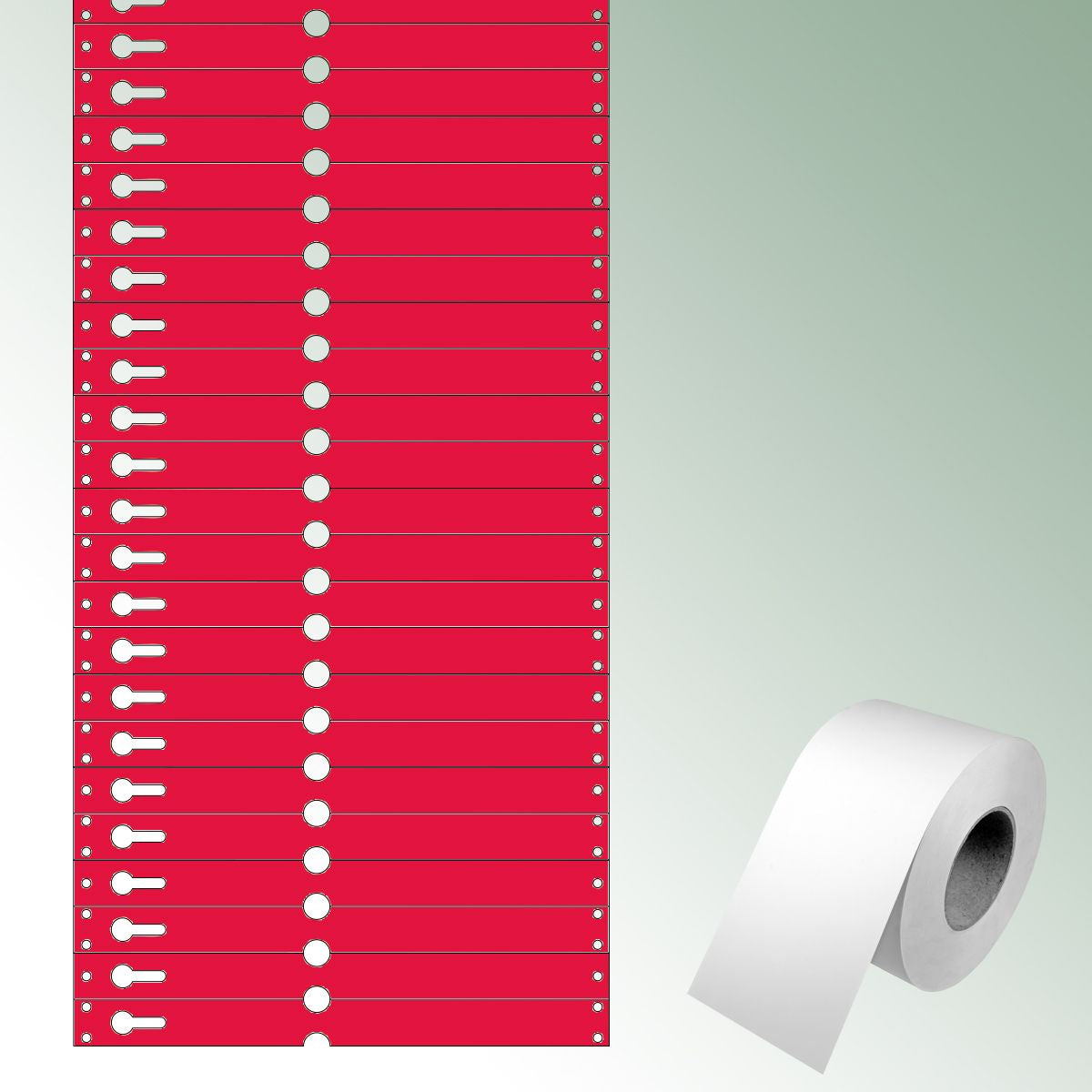 Loop Labels 220x19,125mm red, unprinted / large loop No./roll = 1000 pieces