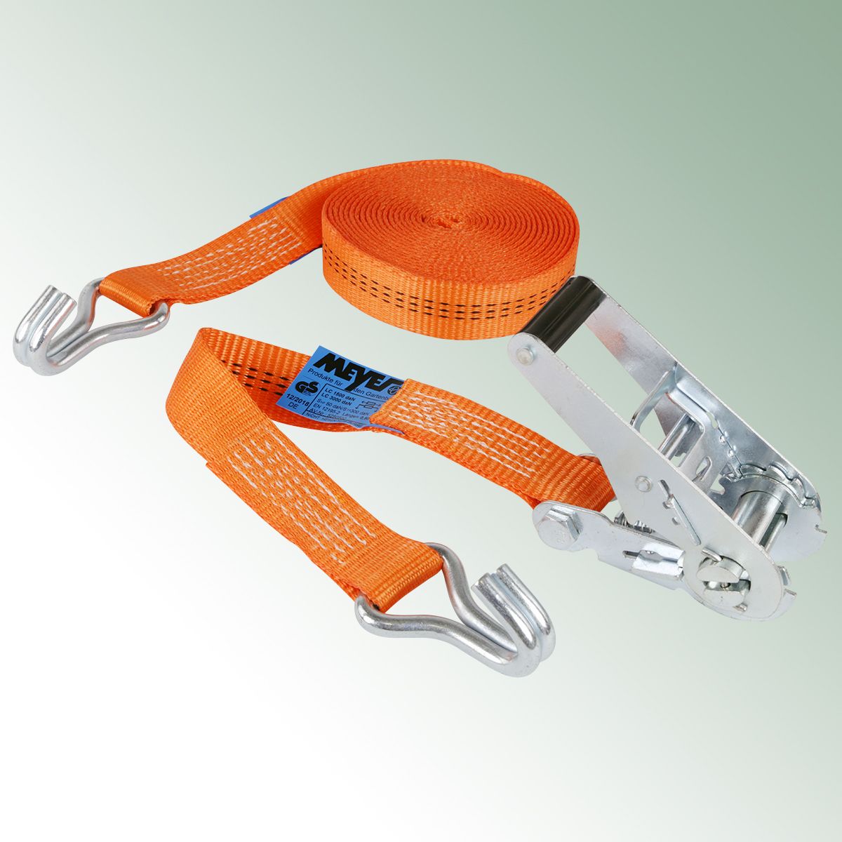 Lashing Strap 35 mm thick 6 m long, 2-parts with ratchet and hook
