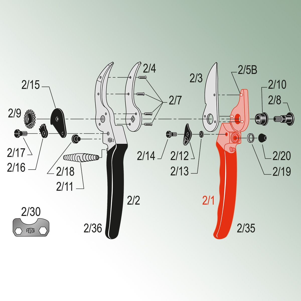 Felco Model 2 Felco Metal Handle for Model 2 – PG Horticulture Ltd