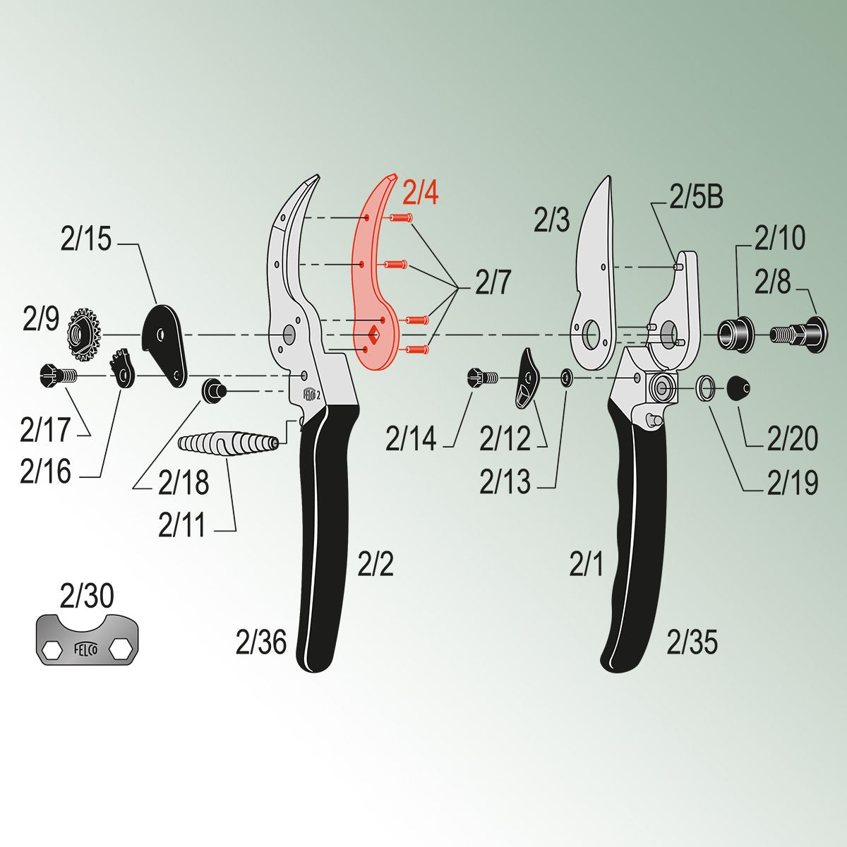 Felco Counterblade with 4 Rivets for Model 2